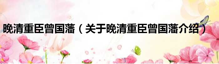 晚清重臣曾国藩 关于晚清重臣曾国藩介绍