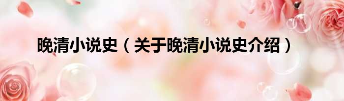 晚清小说史 关于晚清小说史介绍