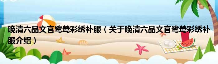 晚清六品文官鹭鸶彩绣补服 关于晚清六品文官鹭鸶彩绣补服介绍