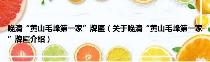 晚清“黄山毛峰第一家”牌匾 关于晚清“黄山毛峰第一家”牌匾介绍