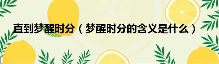 直到梦醒时分 梦醒时分的含义是什么