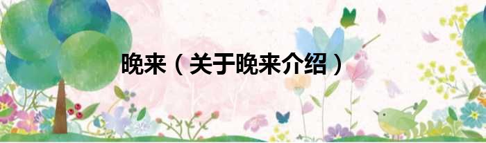 晚来 关于晚来介绍