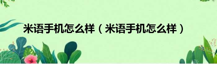 米语手机怎么样 米语手机怎么样