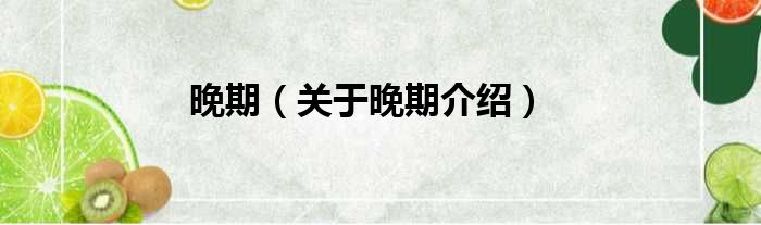 晚期 关于晚期介绍