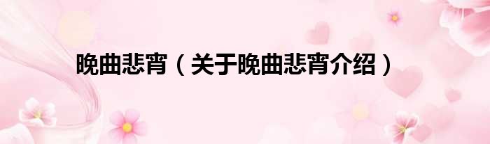 晚曲悲宵 关于晚曲悲宵介绍