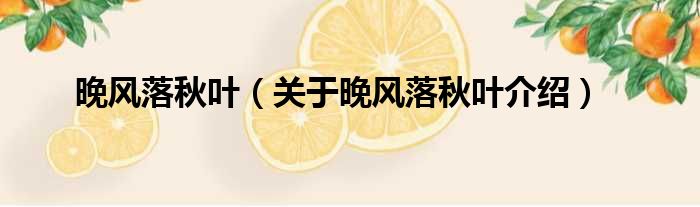 晚风落秋叶 关于晚风落秋叶介绍