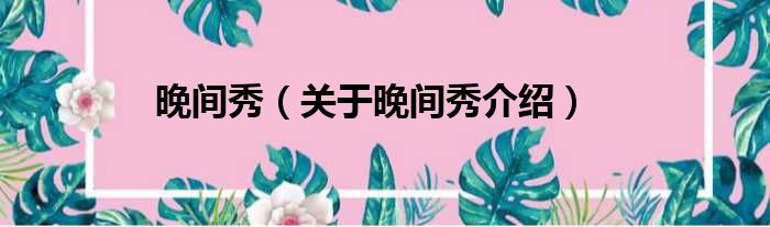 晚间秀 关于晚间秀介绍