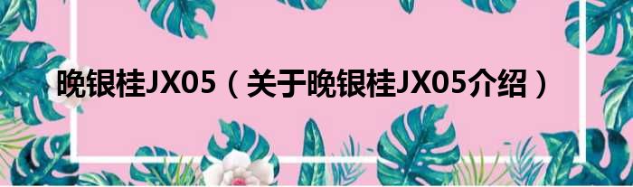 晚银桂JX05 关于晚银桂JX05介绍