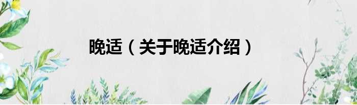 晚适 关于晚适介绍