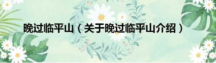 晚过临平山 关于晚过临平山介绍