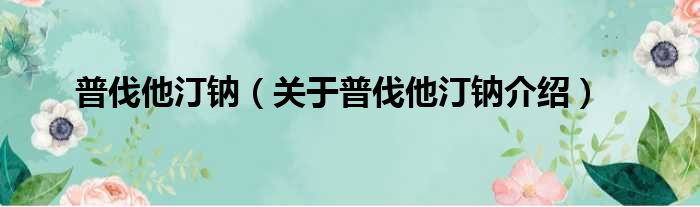 普伐他汀钠 关于普伐他汀钠介绍