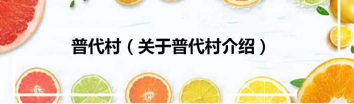 普代村 关于普代村介绍