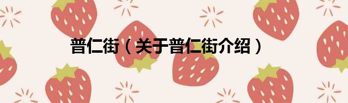 普仁街 关于普仁街介绍