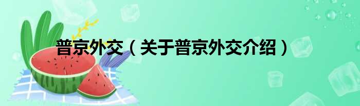 普京外交 关于普京外交介绍