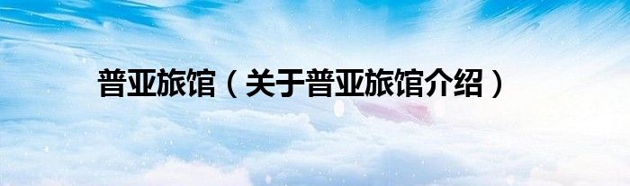普亚旅馆 关于普亚旅馆介绍