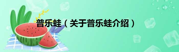 普乐蛙 关于普乐蛙介绍