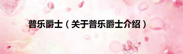 普乐爵士 关于普乐爵士介绍