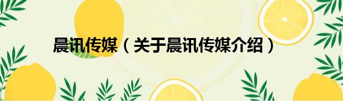 晨讯传媒 关于晨讯传媒介绍