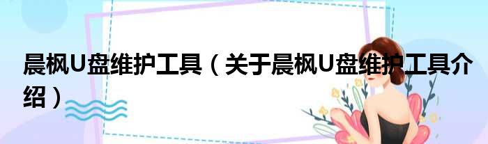 晨枫U盘维护工具 关于晨枫U盘维护工具介绍