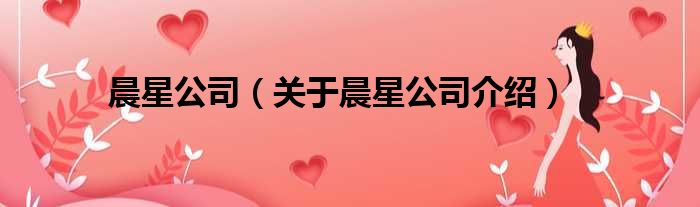 晨星公司 关于晨星公司介绍