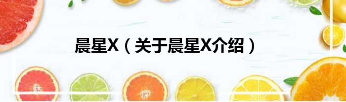 晨星X 关于晨星X介绍