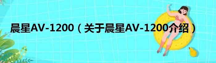 晨星AV 1200 关于晨星AV 1200介绍