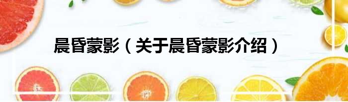 晨昏蒙影 关于晨昏蒙影介绍