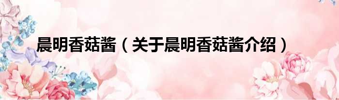 晨明香菇酱 关于晨明香菇酱介绍