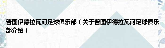 普图伊德拉瓦河足球俱乐部 关于普图伊德拉瓦河足球俱乐部介绍