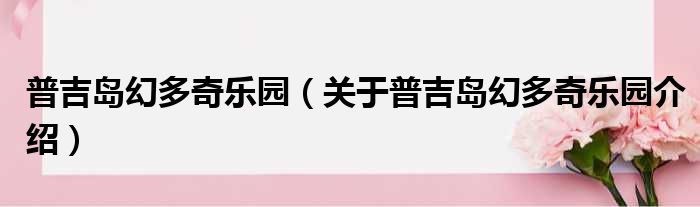 普吉岛幻多奇乐园 关于普吉岛幻多奇乐园介绍