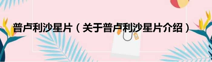 普卢利沙星片 关于普卢利沙星片介绍