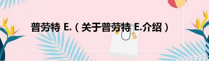 普劳特 E. 关于普劳特 E.介绍