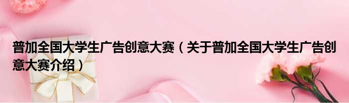 普加全国大学生广告创意大赛 关于普加全国大学生广告创意大赛介绍