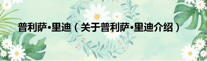 普利萨·里迪 关于普利萨·里迪介绍