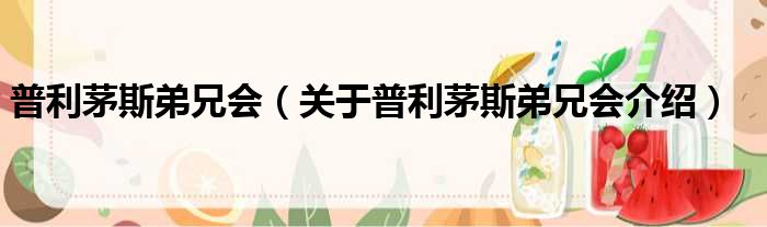 普利茅斯弟兄会 关于普利茅斯弟兄会介绍