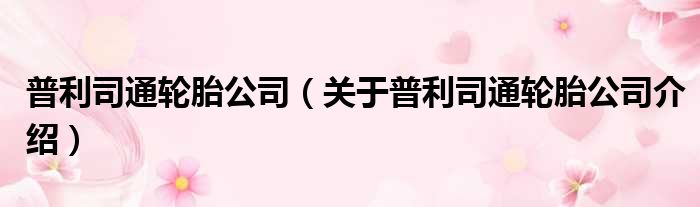 普利司通轮胎公司 关于普利司通轮胎公司介绍