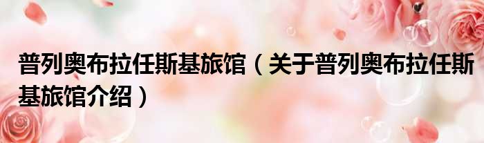 普列奥布拉任斯基旅馆 关于普列奥布拉任斯基旅馆介绍