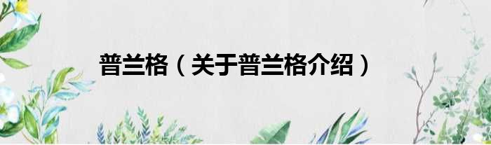 普兰格 关于普兰格介绍