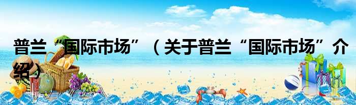 普兰“国际市场” 关于普兰“国际市场”介绍