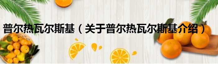 普尔热瓦尔斯基 关于普尔热瓦尔斯基介绍