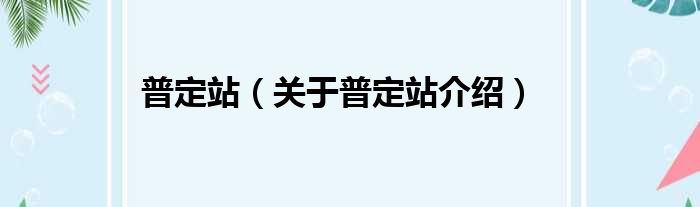 普定站 关于普定站介绍