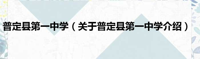 普定县第一中学 关于普定县第一中学介绍