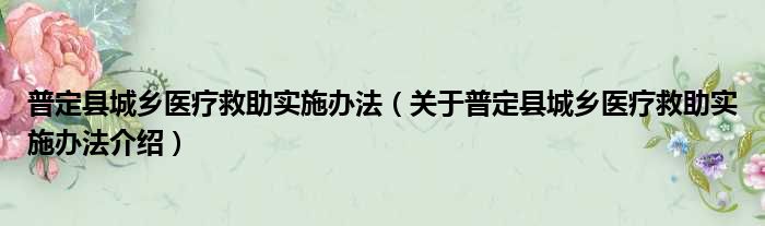 普定县城乡医疗救助实施办法 关于普定县城乡医疗救助实施办法介绍