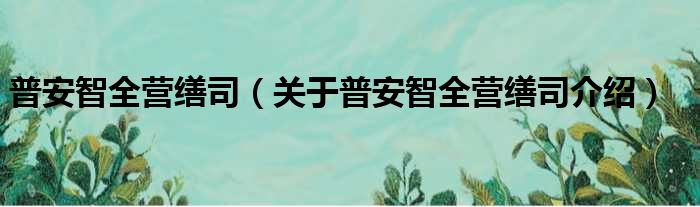 普安智全营缮司 关于普安智全营缮司介绍