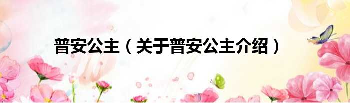 普安公主 关于普安公主介绍