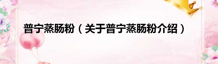 普宁蒸肠粉 关于普宁蒸肠粉介绍