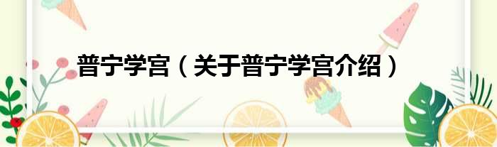 普宁学宫 关于普宁学宫介绍