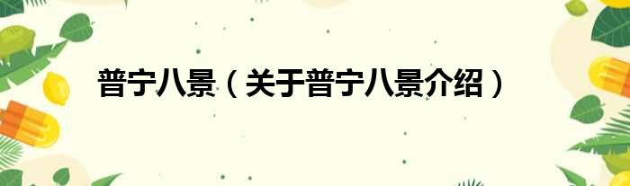 普宁八景 关于普宁八景介绍