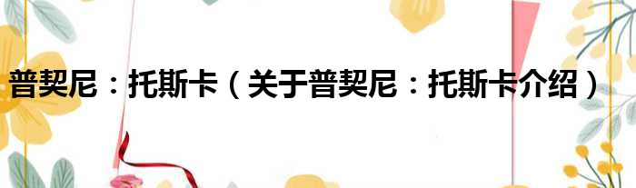普契尼：托斯卡 关于普契尼：托斯卡介绍