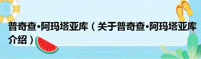 普奇查·阿玛塔亚库 关于普奇查·阿玛塔亚库介绍